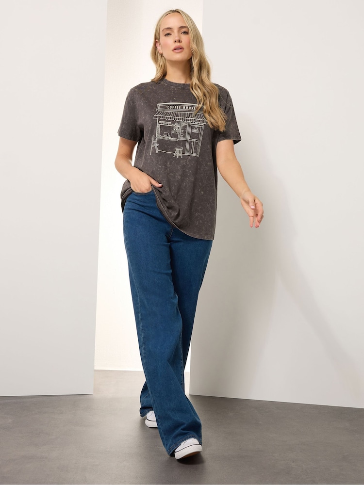 Long Tall Sally Grey Acid Wash Coffee T-Shirt - Image 2 of 7