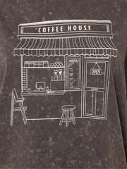 Long Tall Sally Grey Acid Wash Coffee T-Shirt - Image 6 of 7