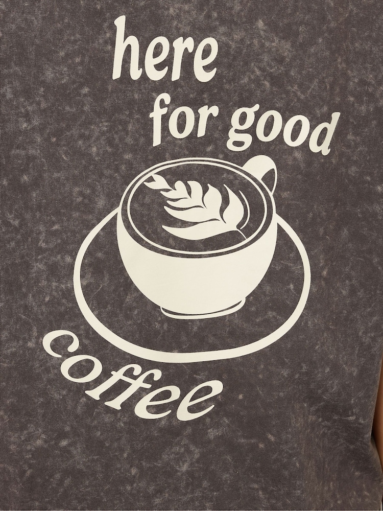 Long Tall Sally Grey Acid Wash Coffee T-Shirt - Image 7 of 7