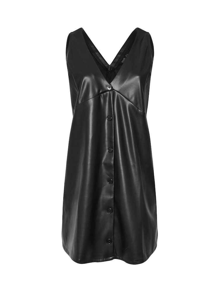 Yours Curve Black PU Pinafore Dress - Image 5 of 5 Yours Curve Black PU Pinafore Dress - Image 5 of 5