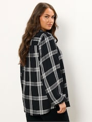 Yours Curve Black Balloon Sleeve Check Blouse - Image 2 of 6