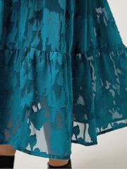 M&Co Blue Jaquard Long Sleeve Boho Dress - Image 4 of 5