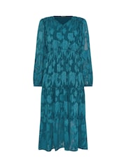 M&Co Blue Jaquard Long Sleeve Boho Dress - Image 5 of 5