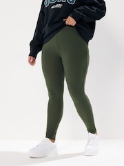 Yours Curve Green Ribbed Leggings - Image 2 of 5