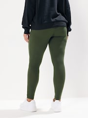 Yours Curve Green Ribbed Leggings - Image 3 of 5