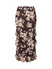 Yours Curve Limited Blurred Floral Print Frilled Skirt - Imagem 6 de 6