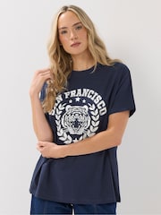 Long Tall Sally Blue Oversized San Franciso T-Shirt - Image 1 of 5