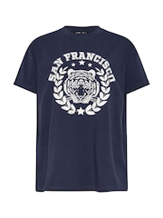 Long Tall Sally Blue Oversized San Franciso T-Shirt - Image 4 of 5
