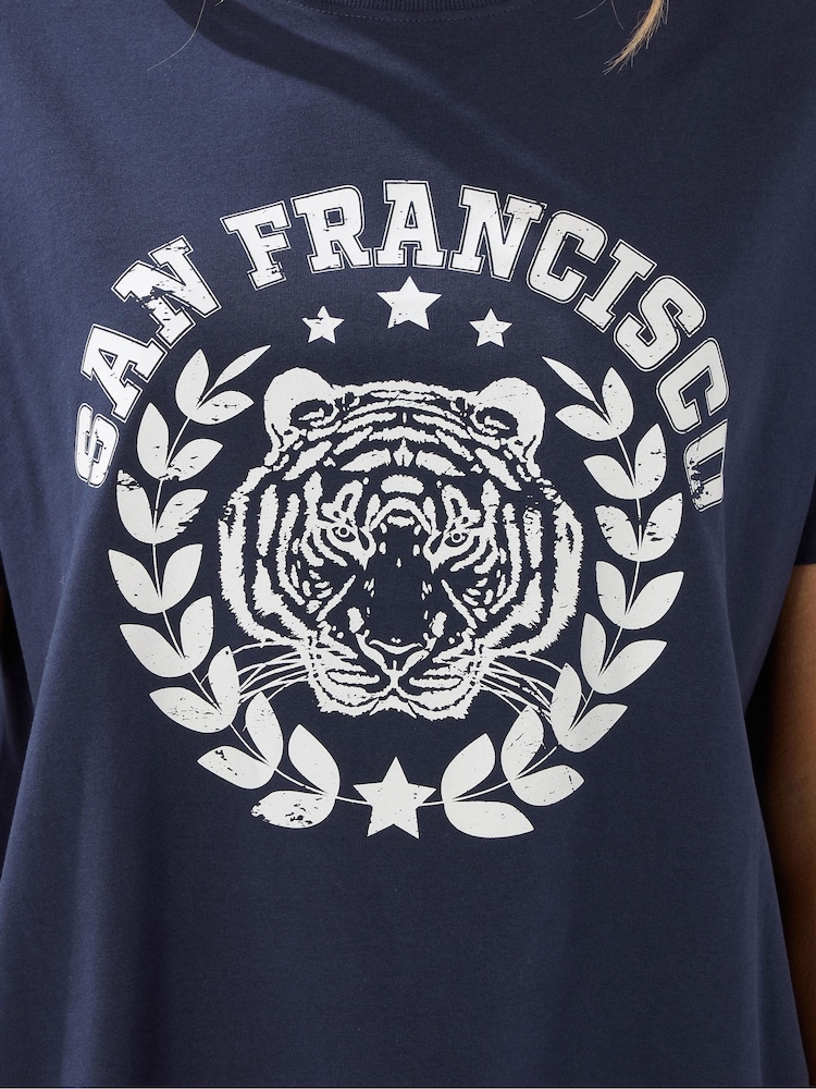 Long Tall Sally Blue Oversized San Franciso T-Shirt - Image 5 of 5
