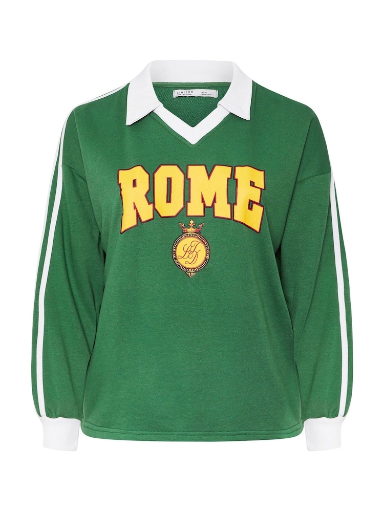 Yours Curve Limited Front Print Stripe Collar Sweatshirt - Slika 5 iz 5