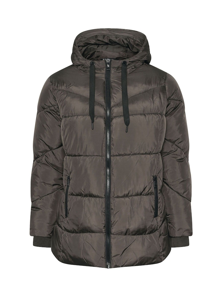 Yours Curve Grey Short Sporty Padded Coat - Image 5 of 5 Yours Curve Grey Short Sporty Padded Coat - Image 5 of 5