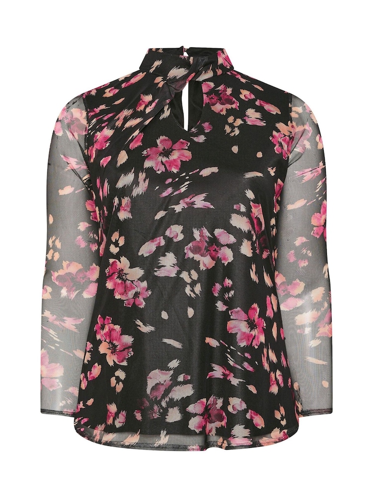 Yours Curve Black London Twist Neck Mesh Top - Image 5 of 5 Yours Curve Black London Twist Neck Mesh Top - Image 5 of 5