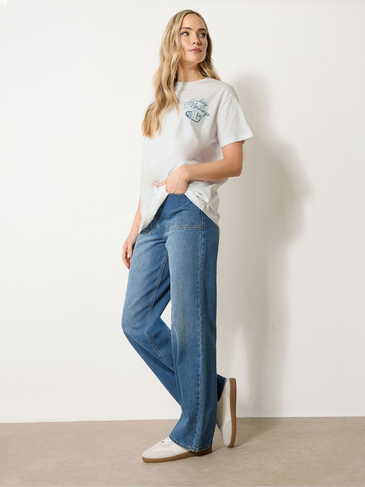 Long Tall Sally White Oversized Breakfast Club T-Shirt - Image 2 of 7