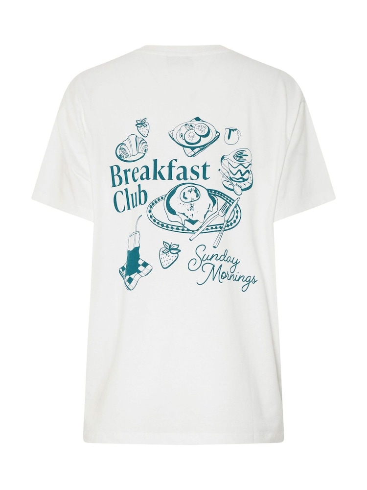 Long Tall Sally White Oversized Breakfast Club T-Shirt - Image 7 of 7