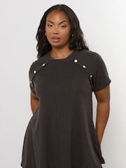 Yours Curve Brown Military Swing Top - Image 1 of 5