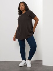 Yours Curve Brown Military Swing Top - Image 2 of 5