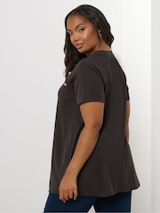 Yours Curve Brown Military Swing Top - Image 3 of 5