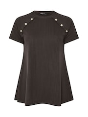 Yours Curve Brown Military Swing Top - Image 5 of 5