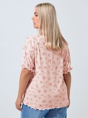 Yours Curve Pink Limited Pretty Ditsy Lace Top - Image 3 of 5