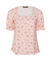 Yours Curve Pink Limited Pretty Ditsy Lace Top - Image 4 of 5