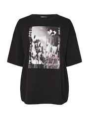 Yours Curve Black Oversized Boxy T-Shirt - Image 5 of 5