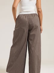 Yours Curve Brown Contrast Waist Stripe Trousers - Image 3 of 5