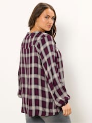 Yours Curve Red Check Tie Neck Blouse - Image 2 of 6