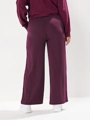 Yours Curve Red Wide Leg Ribbed Pull On Trousers - Image 3 of 5