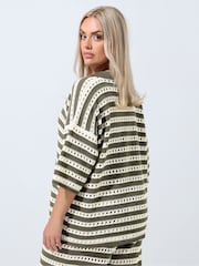 Yours Curve Green Limited Stripe Knitted Shirt - Image 3 of 5