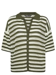 Yours Curve Green Limited Stripe Knitted Shirt - Image 5 of 5