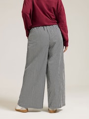 Yours Curve Black Contrast Waist Stripe Trousers - Image 2 of 5