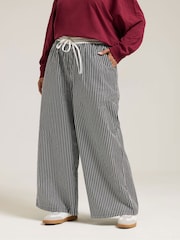 Yours Curve Black Contrast Waist Stripe Trousers - Image 3 of 5