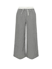 Yours Curve Black Contrast Waist Stripe Trousers - Image 5 of 5