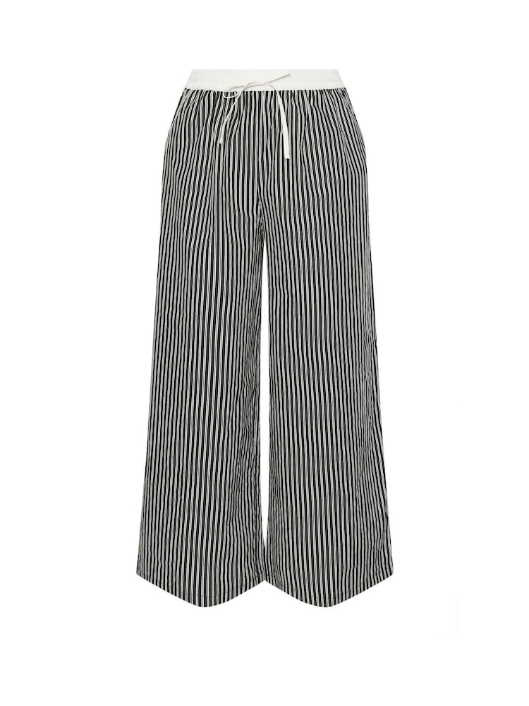 Yours Curve Black Contrast Waist Stripe Trousers - Image 5 of 5