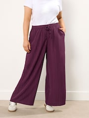 Yours Curve Red Crinkle Wide Leg Trousers - Image 1 of 5