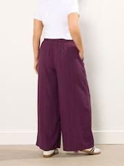 Yours Curve Red Crinkle Wide Leg Trousers - Image 3 of 5