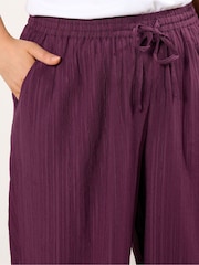 Yours Curve Red Crinkle Wide Leg Trousers - Image 4 of 5