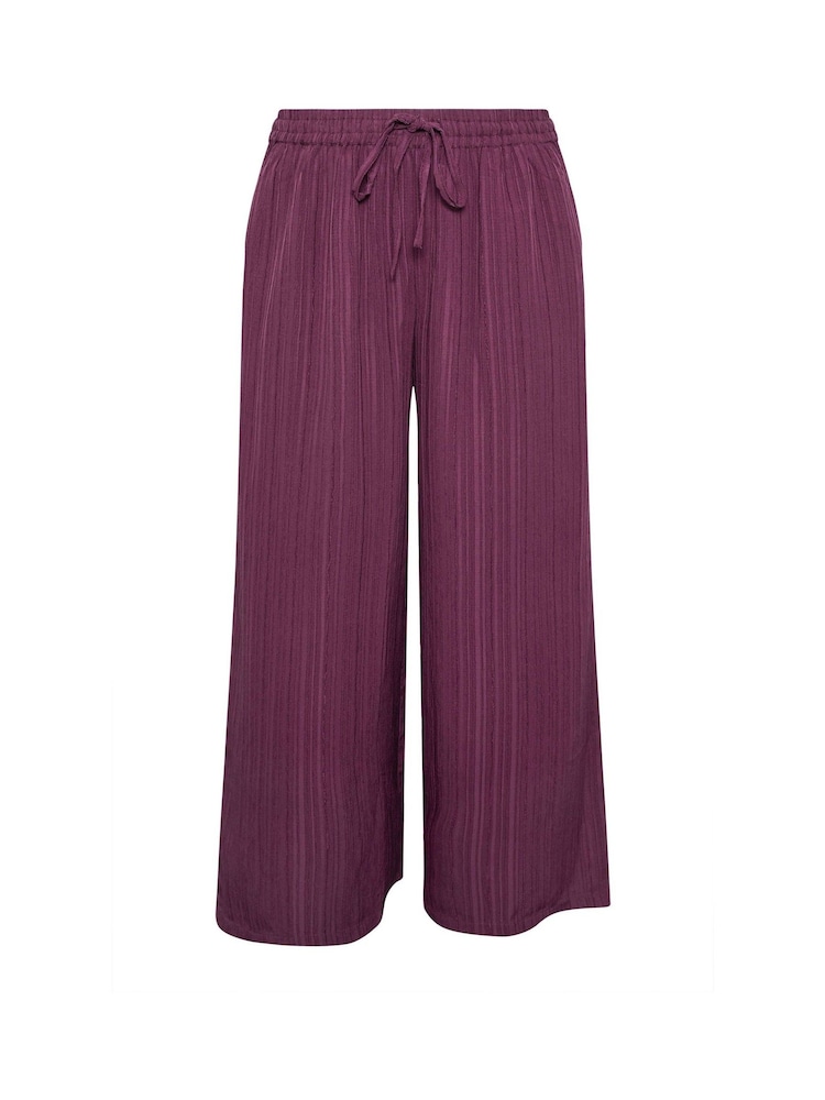 Yours Curve Red Crinkle Wide Leg Trousers - Image 5 of 5