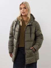 Verde - Yours Curve Short Sporty Padded Coat - Imagem 1 de 6