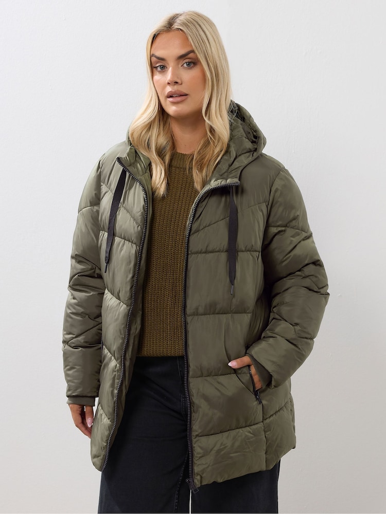 Verde - Yours Curve Short Sporty Padded Coat - Imagem 1 de 6