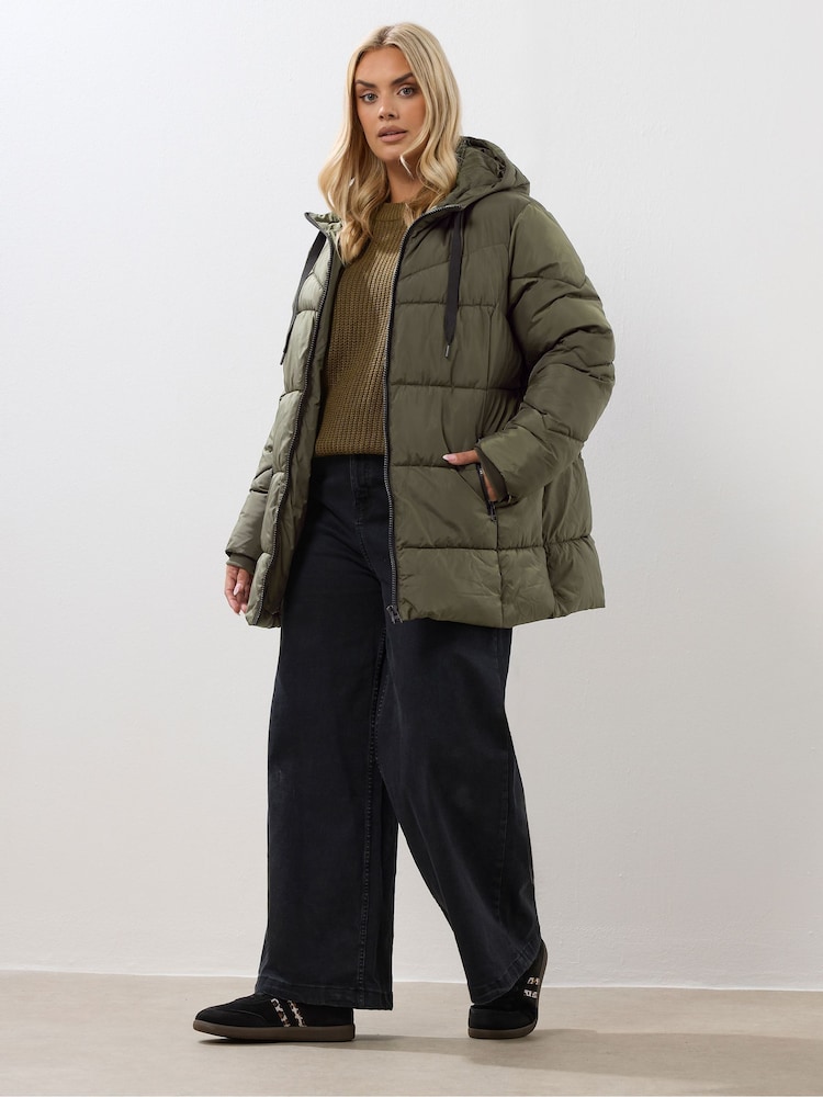 Verde - Yours Curve Short Sporty Padded Coat - Imagem 2 de 6