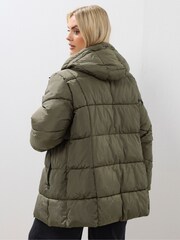 Verde - Yours Curve Short Sporty Padded Coat - Imagem 3 de 6