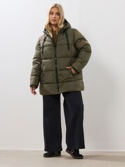 Verde - Yours Curve Short Sporty Padded Coat - Imagem 4 de 6