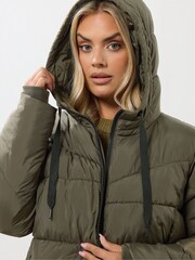 Verde - Yours Curve Short Sporty Padded Coat - Imagem 5 de 6