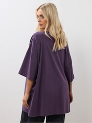 Yours Curve Purple Oversized Boxy T-Shirt - Image 2 of 5