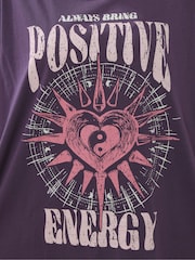 Yours Curve Purple Oversized Boxy T-Shirt - Image 5 of 5