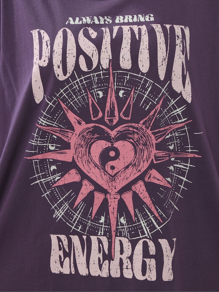 Yours Curve Purple Oversized Boxy T-Shirt - Image 5 of 5