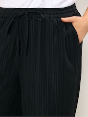 Yours Curve Black Crinkle Wide Leg Trousers - Image 4 of 5