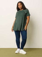 Yours Curve Green Military Swing Top - Image 2 of 5