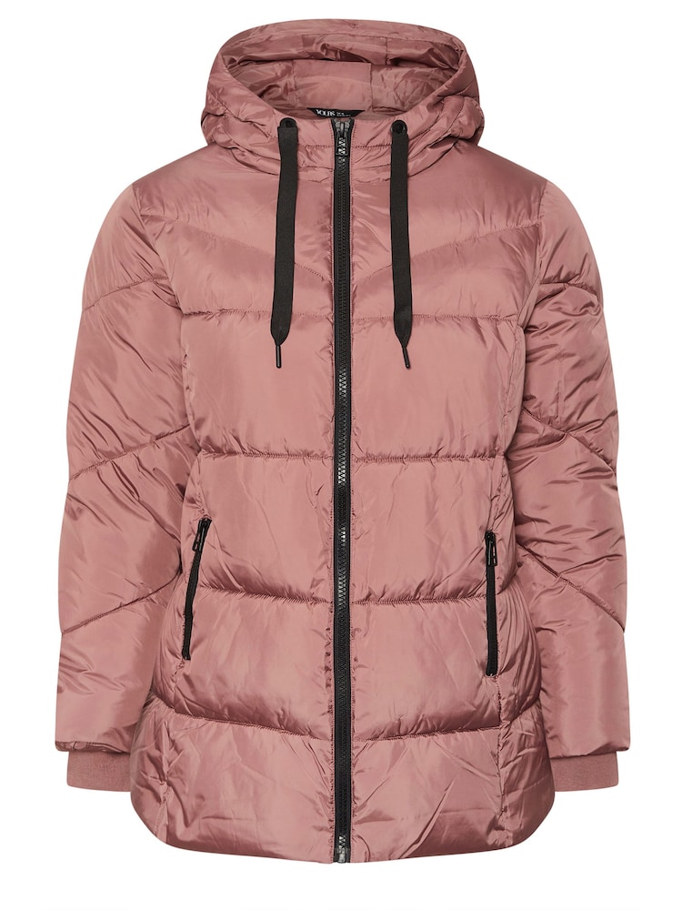 Yours Curve Pink Short Sporty Padded Coat - Image 1 of 1 Yours Curve Pink Short Sporty Padded Coat - Image 1 of 1
